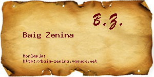 Baig Zenina névjegykártya